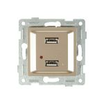 Механизм розетки GUSI ELECTRIC Ugra USB, двойной, СУ, шампань С11USB2-027 (артикул 16183989) – фото 1