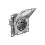 Механизм розетки GUSI ELECTRIC Ugra 1-ой с/з с з/ш и крышкой, СУ, 16А, 250В, серебро С11Р91-004 (артикул 16032626) – фото 1