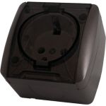 Розетка TDM 2П+3 открытой установки IP54 16А с прозрачной крышкой шоколад Селигер SQ1818-0207 (артикул 16533944) – фото 1