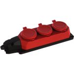 Каучуковая колодка ЭРА K-3e-RED-IP44 с/з 3гн 16A IP44 красная Б0044552 (артикул 16111385) – фото 1