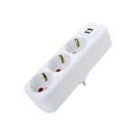 Прямой разветвитель AY-KA на 3 розетки с USB, 16A 250В с заземлением, белый 7713800 (артикул 21298432) – фото 1