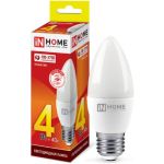 Светодиодная лампа IN HOME LED-СВЕЧА-VC 4Вт, 230В, Е27, 3000К, 360Лм 4690612030111 (артикул 16146117) – фото 1