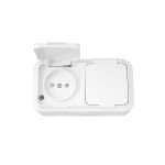 Розетка Bylectrica 2-местная ОУ со шторкой IP54, серия ПРАЛЕСКА АКВА, белый, РА16-102 (артикул 17385096) – фото 1