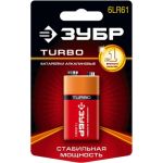 Щелочная батарейка Зубр 9 В, тип 6LR61 крона, 1 шт, Turbo 59219_z01 (артикул 16011039) – фото 1