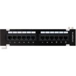 Настенная панель NETLAN 12 портов, категория 5e, RJ45/8P8C, неэкранированный, черная EC-UWP-12-UD2 (артикул 16198232) – фото 1