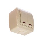 Двойной выключатель Lezard NATA, с подсветкой, крем, 710-0300-112 (артикул 16193315) – фото 1