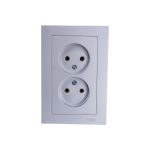 Двухместная розетка Schneider Electric ATLAS DESIGN без заземления 16А в сборе алюминий ATN000320 (артикул 15873785) – фото 1