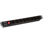 Блок розеток Hyperline SHE19-8SH-S-IEC для 19"" шкафов, горизонтальный, 8 розеток Schuko, 10А 255002 (артикул 19591572) – фото 1