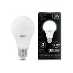 Лампа Gauss A60 AC12-36V 13W 1150lm 4100K E27 LED 1/10/100 202502213 (артикул 19412190) – фото 1