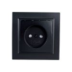1-местная розетка STEKKER без заземления, PST10-9009-03, 10А, серия Эрна, черный 39477 (артикул 19654044) – фото 1