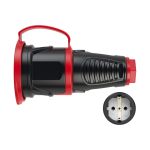 Кабельная розетка PCE 16A 220V 2P+E IP54 с крышкой, корпус черный, крышка и маркер красный 2511-sr (артикул 16230207) – фото 1