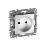 Механизм розетки Legrand 1-м СП Etika 2К 16 А защитные шторки без заземления винтовые зажимы алюминий Leg 672434 (артикул 16120173) – фото 1