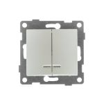 Механизм выключателя GUSI ELECTRIC 2 клавиши, индикатор СУ, 10А, 250В, жемчуг С10В28-028 (артикул 17163283) – фото 1