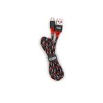 USB-кабель AM-microBM BYZ 1 метр, 2.4A, тканевый, черно-красный, 23750-BL-690mBKR (артикул 17858683) – фото 1