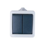 Двухклавишный выключатель Aling-conel ARMOR IP55 10AX 250В открытой установки, серый 282.1A 117013 (артикул 20018860) – фото 1