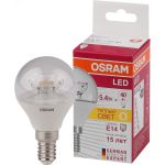 Светодиодная лампа OSRAM LED STAR, P, шар, 5.4Вт, E14, 470 Лм, 3000 К, теплый белый свет 4052899971622 (артикул 18634597) – фото 1