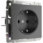 Розетка Werkel W1171104 с заземлением и шторками графит a050750 (артикул 16074342) – фото 1