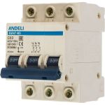 Автоматический выключатель ANDELI DZ47-63/3P 63A 4.5kA х-ка C ADL01-098 (артикул 16087001) – фото 1