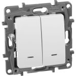 2-клавишный переключатель c подсветкой Legrand ETIKA белый 672216 (артикул 16015264) – фото 1