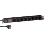 Блок розеток ExeGate ServerPro PDU-19H805 Al-8S-EU3CU-SW, 19, 1U, алюминий, 8Schuko, евро, 3м 280844 (артикул 17618184) – фото 1