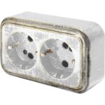Розетка duwi о/п с з/к 2-местная серия Palazzo Vintage, белое золото патина 26437 8 (артикул 15975297) – фото 1