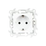 Розетка Simon 2К+З с защитными шторками Push&Go, белый 2420432-030 (артикул 16102779) – фото 1