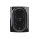 Розетка ЭРА 12-2106-06 2X2P E Schuko, 16A-250В, IP20, 12, чёрный Б0031233 (артикул 15981050) – фото 1