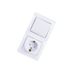 Блок розетка с заземлением со шторками + 1клавишный выключатель Schneider Electric GLOSSA БЕЛЫЙ GSL000170 (артикул 16314015) – фото 1