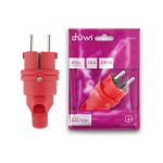 Каучуковая вилка duwi с заземлением 16A 90градусов с кольцом IP44 красная 27459 9 (артикул 19311900) – фото 1