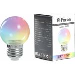 Светодиодная лампа FERON LB-371, G60 шар, 3W 230V E27 RGB, угол рассеивания 220 38130 (артикул 18870162) – фото 1