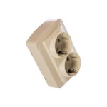Двойная розетка Lezard DEMET, с заземлением, закрытый корпус, крем, 711-0300-127 (артикул 16193344) – фото 1