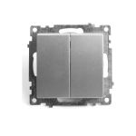 2-клавишный выключатель STEKKER (механизм), GLS10-7104-03, 250V, 10А, серия Катрин, серебро 39578 (артикул 21230236) – фото 1