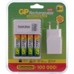 Перезаряжаемые аккумуляторы GP 270AAHC AA 4шт и зарядное устройство с USB кабелем 270AAHC/CPBA-2CR4 (артикул 16036052) – фото 1