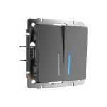 Двухклавишный выключатель Werkel W1120104 с подсветкой (графит рифленый) a050747 (артикул 16074370) – фото 1