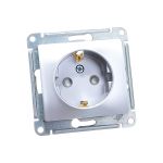 Розетка Schneider Electric Glossa Алюминий с заземлением со шторками GSL000345 (артикул 16794271) – фото 1