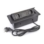Выдвижной встраиваемый розеточный блок Inrior на 2 EURO розетки 2 USB-A, TORO-22-20 (артикул 20397916) – фото 1