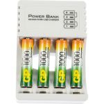 Перезаряжаемые аккумуляторы GP 100AAAHC AAA 4шт и зарядное устройство с USB кабелем 100AAAHC/CPB-2CR4 (артикул 16036104) – фото 1