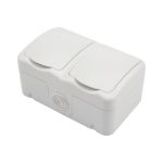 Двойная накладная розетка KRANZ горизонтальный блок с/з IP54 16А белая KR-78-0606 (артикул 18107353) – фото 1