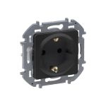 Розетка Legrand 2К+З со шторками - немецкий стандарт - 16 А - 250 В - INSPIRIA - антрацит 673733 (артикул 20964537) – фото 1