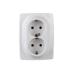 Розетка ЭРА 12-2108-01 2X2P E Schuko со шторками, 16A-250В, IP20, 12, белый Б0036442 (артикул 15980517) – фото 1