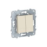 Выключатель Schneider Electric 2-кл. 2-мод. UNICA NEW с подсветкой 2хсх.1а бежевый NU521144N 1239940 (артикул 15846299) – фото 1