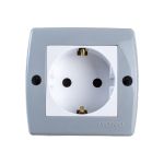 Розетка MONO ELECTRIC Octans, с заземлением, серая 104-020007-117 (артикул 16457760) – фото 1