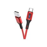 USB-кабель HOCO AM-Type-C 1.2 метра, 3A, индикатор, нейлон, красный 23753-U79tR (артикул 17249226) – фото 1