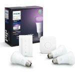 Набор из 3 цветных ламп, блока управления и диммера Philips Hue CA 9W A60 E27 set RUS 929002216825 (артикул 17440632) – фото 1