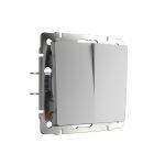 Двухклавишный проходной выключатель WERKEL серебряный W1122006 a051509 (артикул 15777389) – фото 1