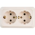 Розетка Intro Quadro с заземление двойная 2x2P+E Schuko, 16А-250В, IP20, открытая установка, слоновая кость, Б0053803 (артикул 20772573) – фото 1