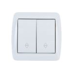 2-клавишный выключатель на 2 направления TDM открытой установка IP44 10А белый "Селигер" SQ1818-0012 (артикул 16533953) – фото 1