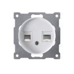 Двойная розетка телефон/компьютер OneKeyElectro RJ11/RJ45 кат.5e, цвет белый (уп.10 шт) 1E20801300 (артикул 16168188) – фото 1
