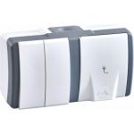 2-клавишный выключатель+розетка с крышкой с заземлением MONO ELECTRIC Octans, IP54 154-020001-181 (артикул 16457697) – фото 1