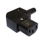 Кабельная розетка LANMASTER 10A, 250V угловая разборная, черная, LAN-IEC-320-C13/90 (артикул 16102155) – фото 1